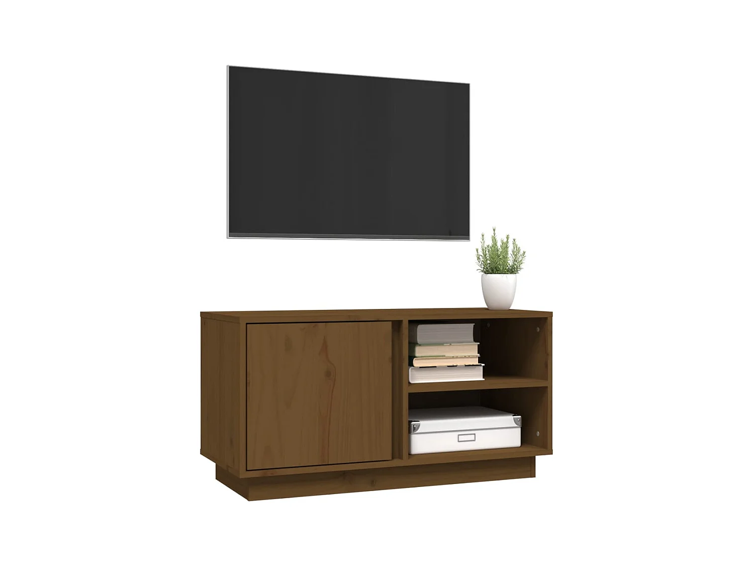 Mobile TV color miele 80x35x40,5 cm in legno massello di pino