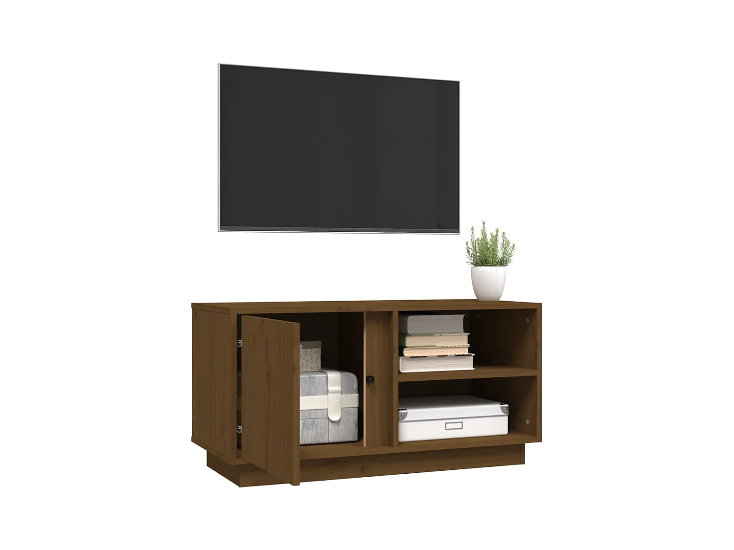 Mobile TV color miele 80x35x40,5 cm in legno massello di pino