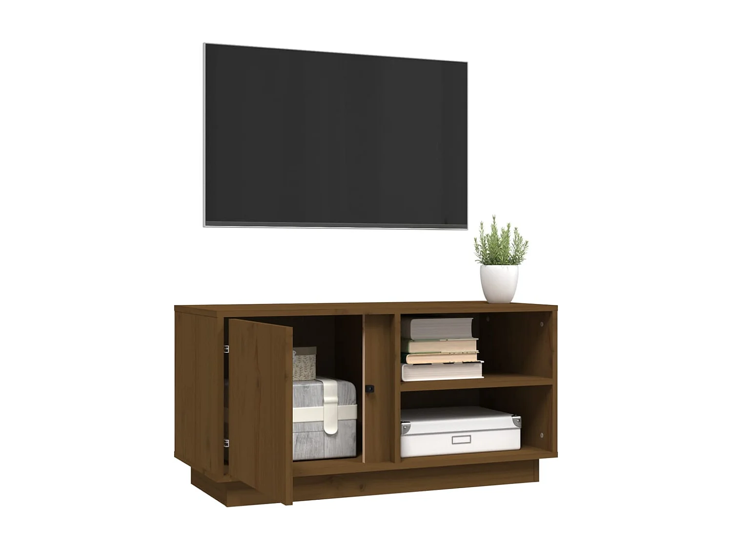 Meuble TV Marron miel 80x35x40,5 cm Bois de pin massif