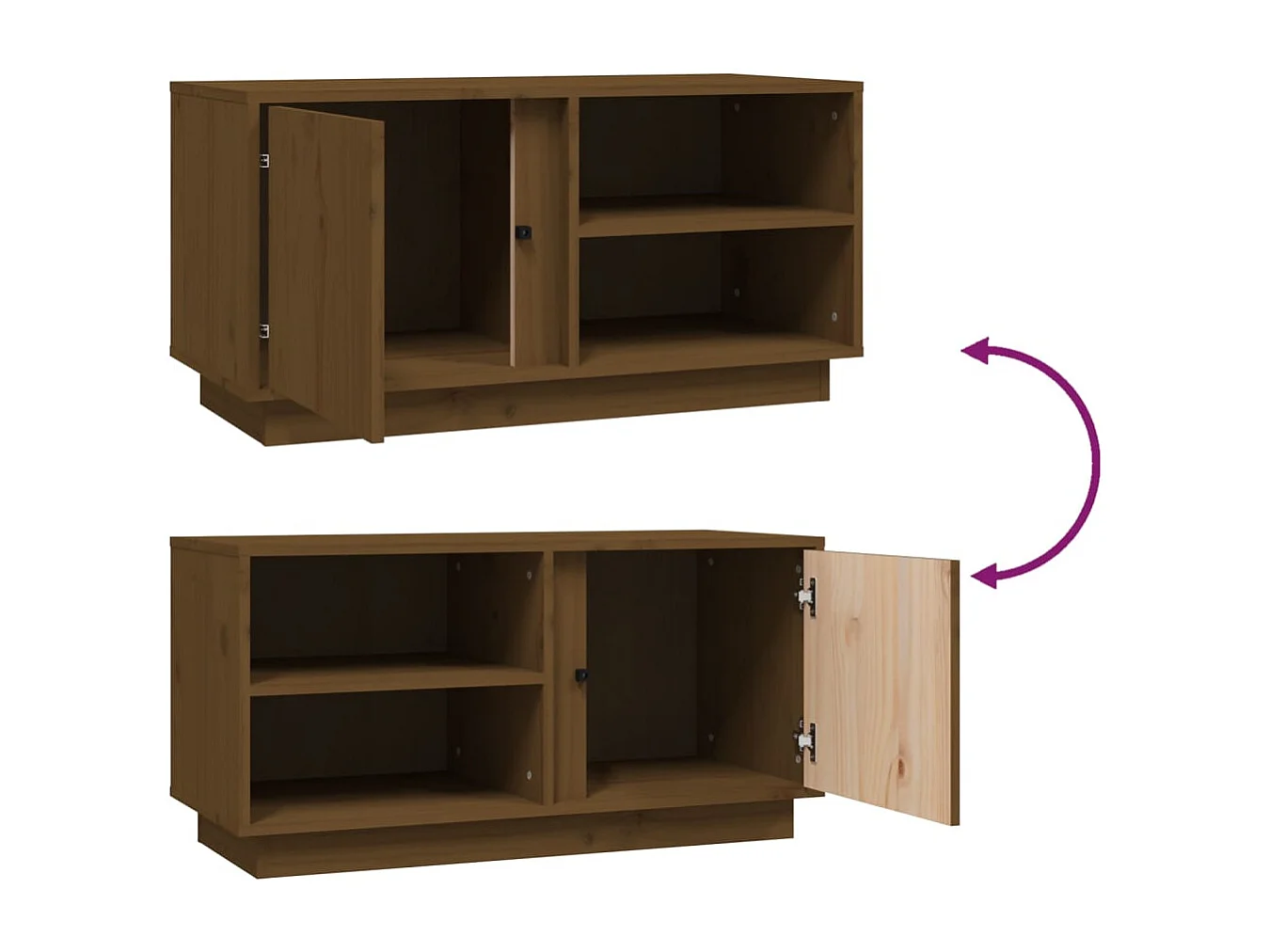 Meuble TV Marron miel 80x35x40,5 cm Bois de pin massif