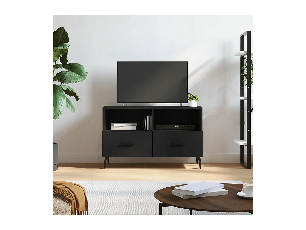 Meuble TV Noir 80x36x50 cm Bois d'ingénierie