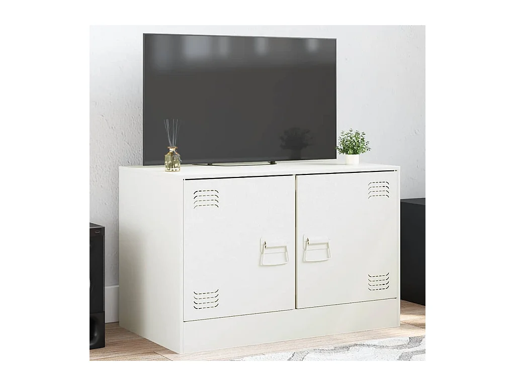 Meuble TV blanc 67x39x44 cm acier