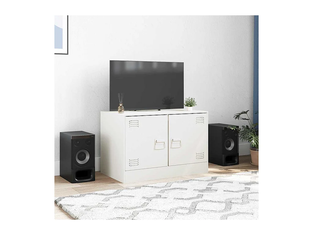 Meuble TV blanc 67x39x44 cm acier