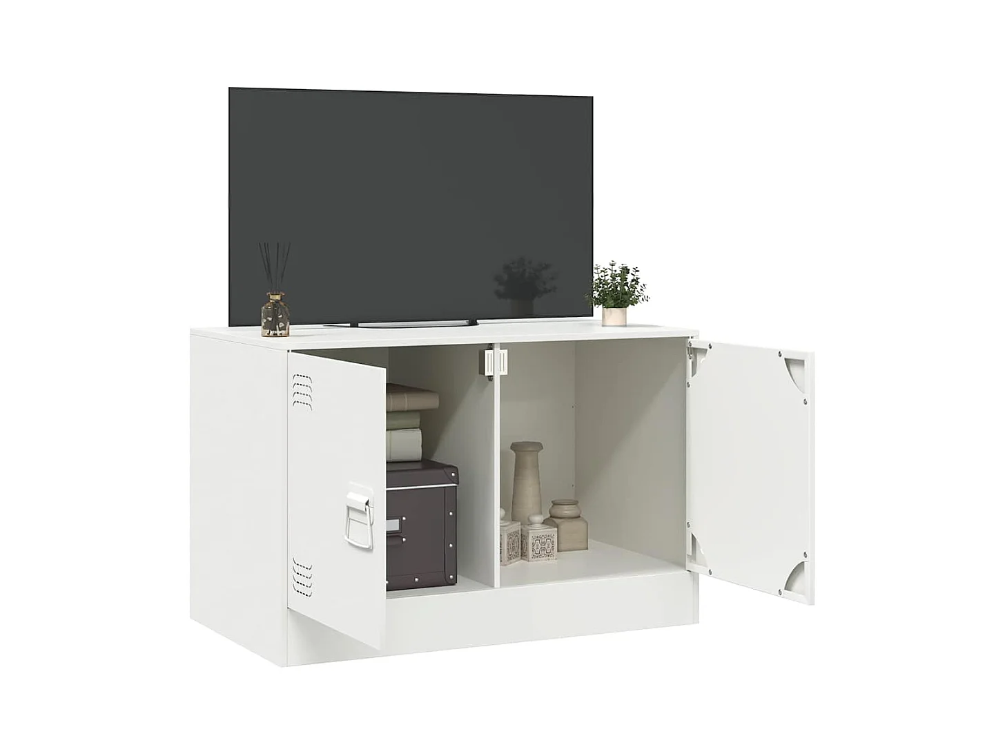 Meuble TV blanc 67x39x44 cm acier