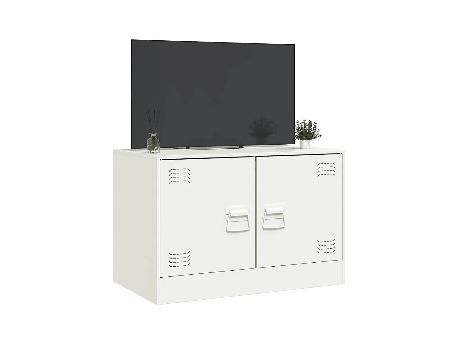 Meuble TV blanc 67x39x44 cm acier