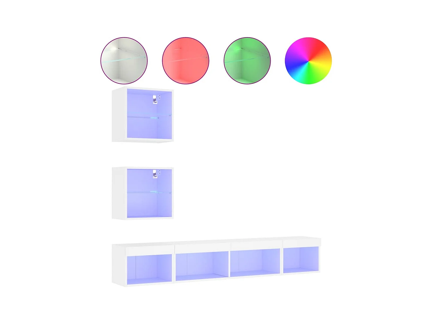 TV-wandmeubels met LED 5 stuks wit bewerkt hout