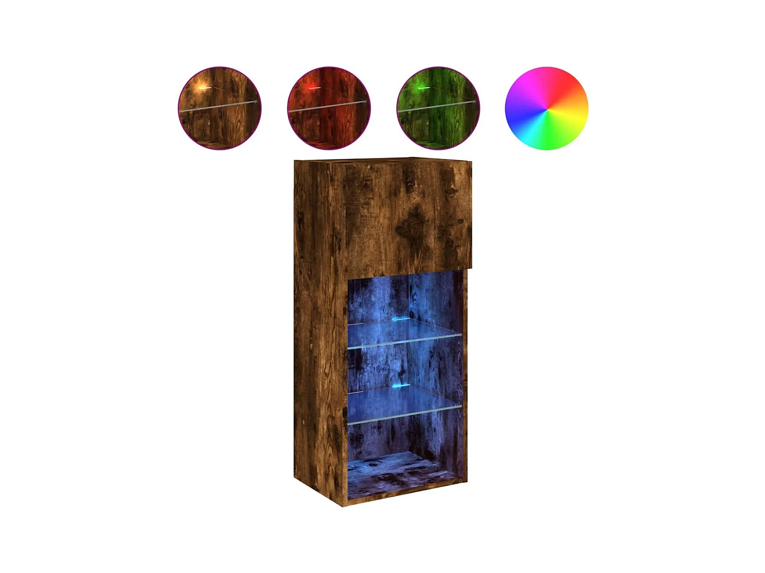 Muebles de TV con luces LED 2 piezas roble ahumado 40,5x30x90 cm