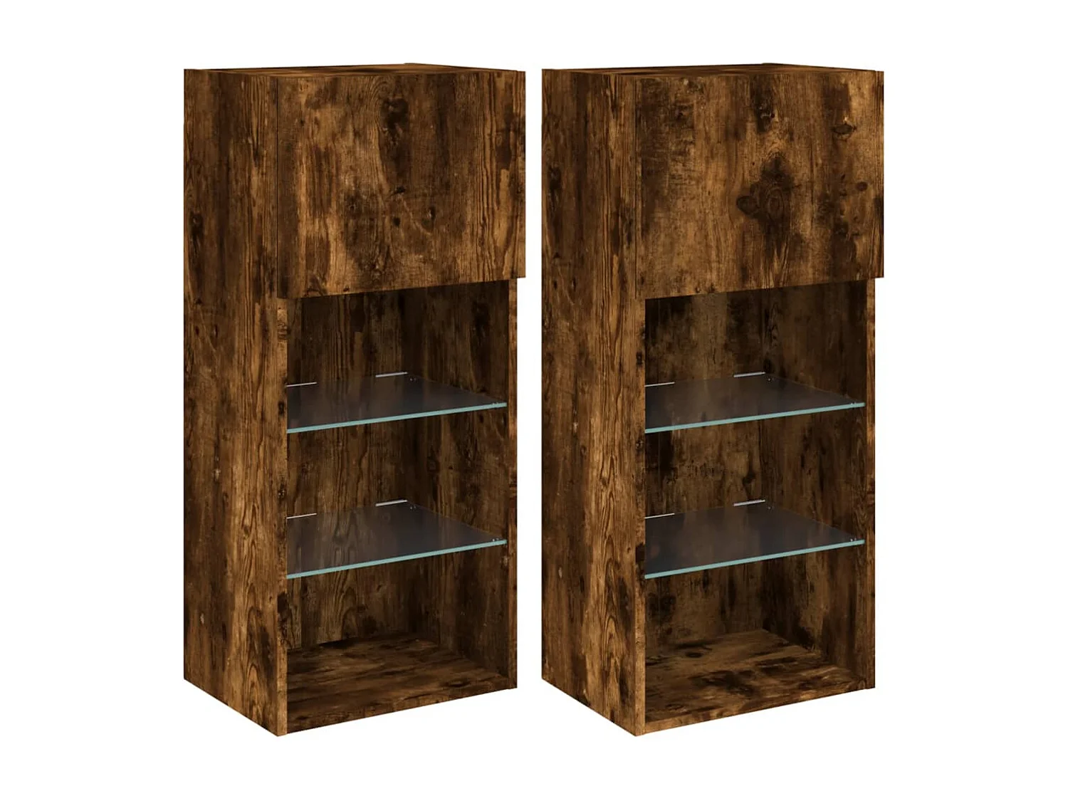 Meubles TV avec lumières LED 2 pcs chêne fumé 40,5x30x90 cm