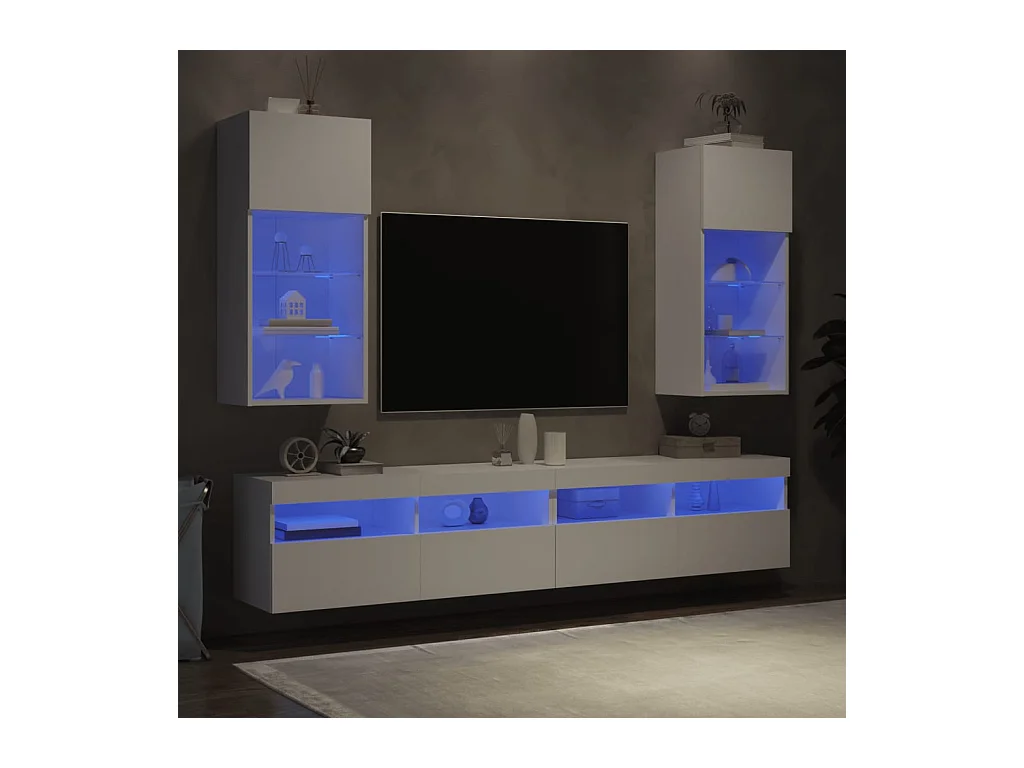 TV-kasten met LED-verlichting 2 stuks wit 40,5x30x90 cm