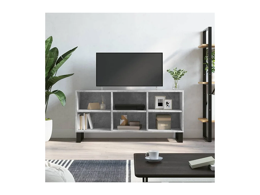Meuble TV gris béton 103,5x30x50 cm bois d'ingénierie