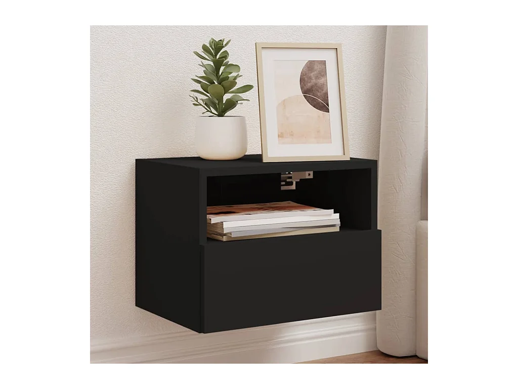 muebles de TV de pared negros de 40 x 30 x 30 cm de madera de ingeniería