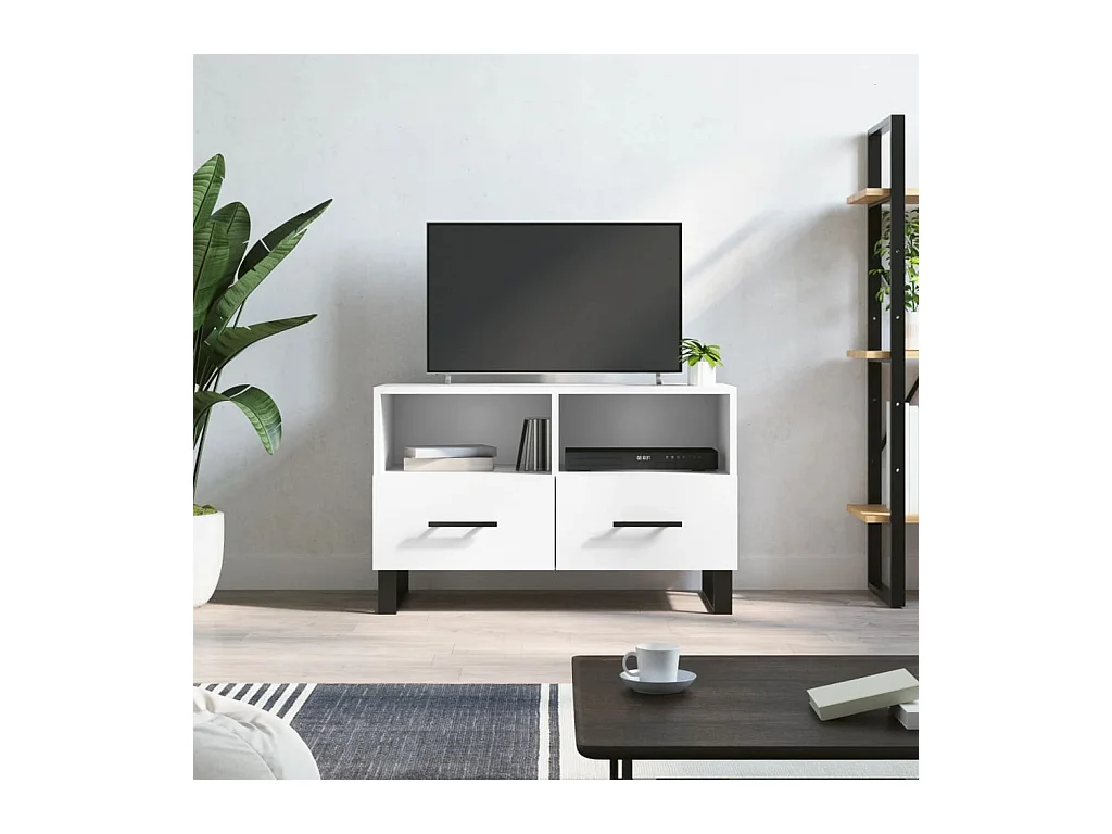Meuble TV Blanc 80x36x50 cm Bois d'ingénierie