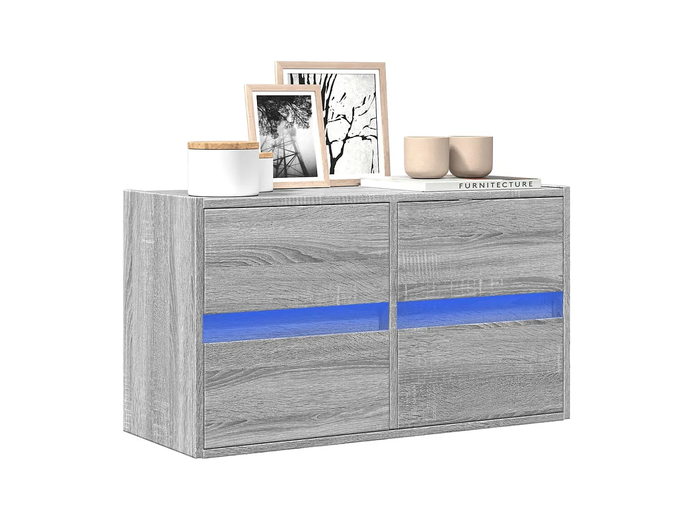 Mueble de TV de pared con luces LED Sonoma gris 80x31x45 cm