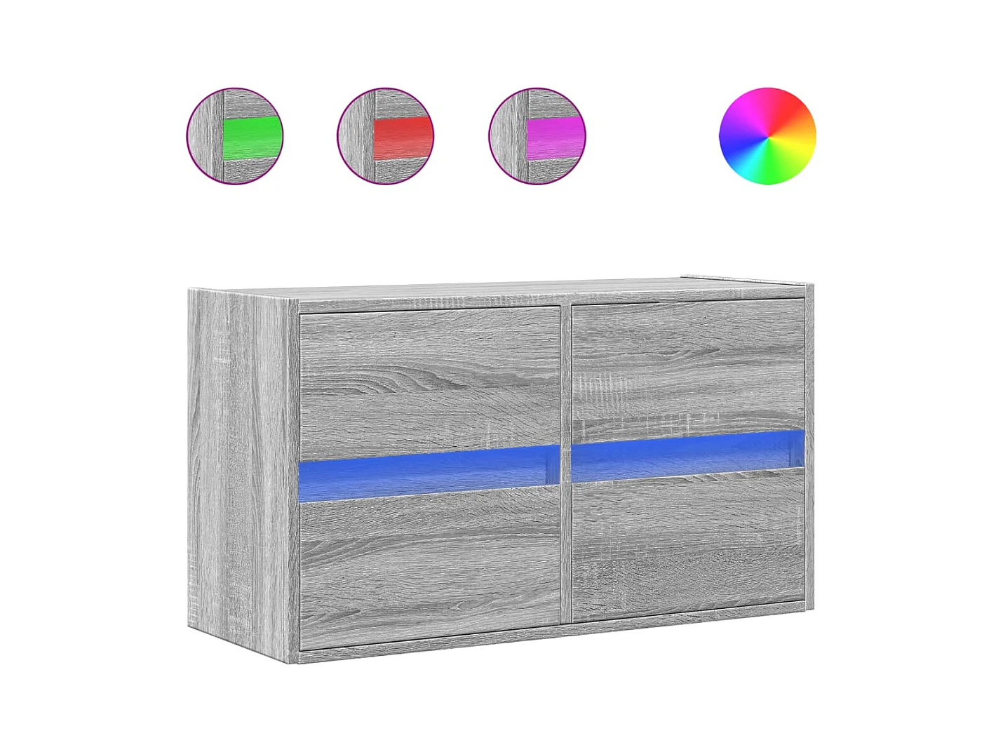 Mueble de TV de pared con luces LED Sonoma gris 80x31x45 cm