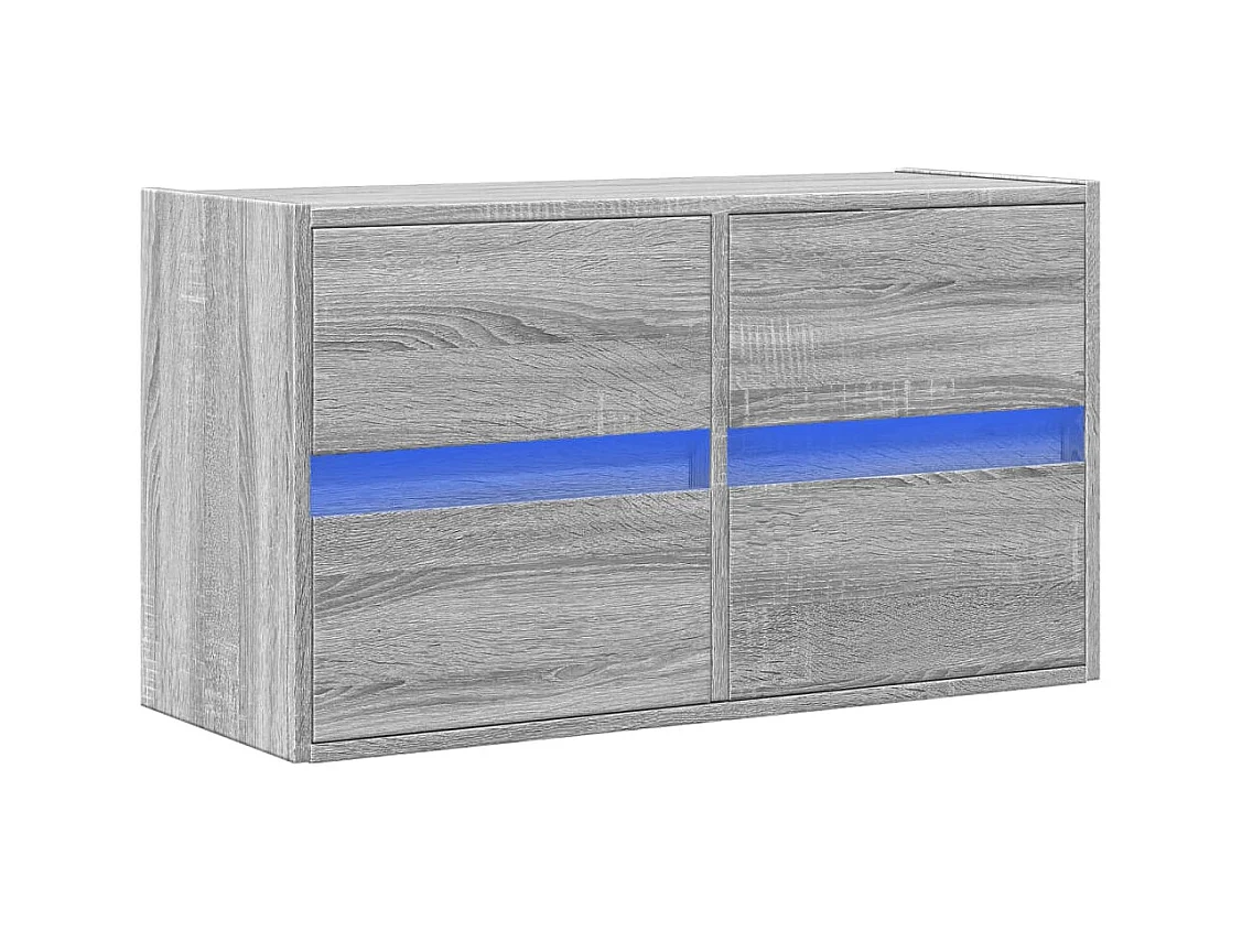 Mueble de TV de pared con luces LED Sonoma gris 80x31x45 cm