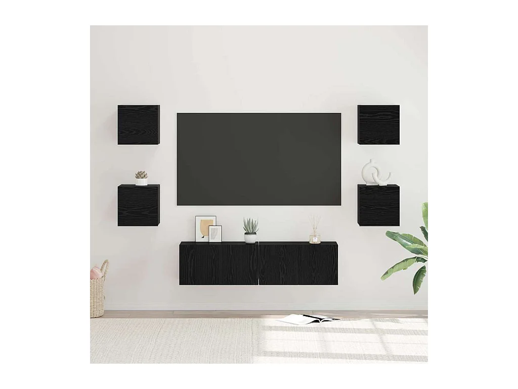 Ensemble meuble TV 6 pcs Chêne noir Moyen 120 x 30 x 30 cm