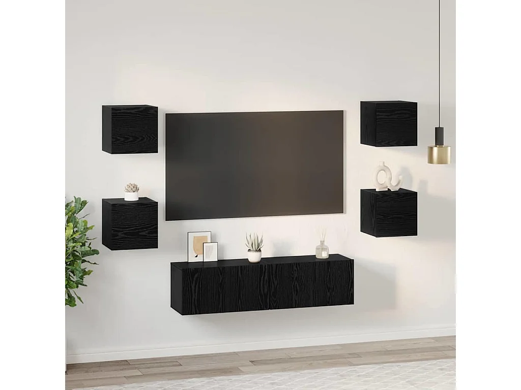 Ensemble meuble TV 6 pcs Chêne noir Moyen 120 x 30 x 30 cm