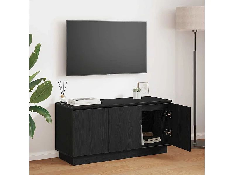 Mobile TV con LED Rovere nero 100 x 38 x 49 cm