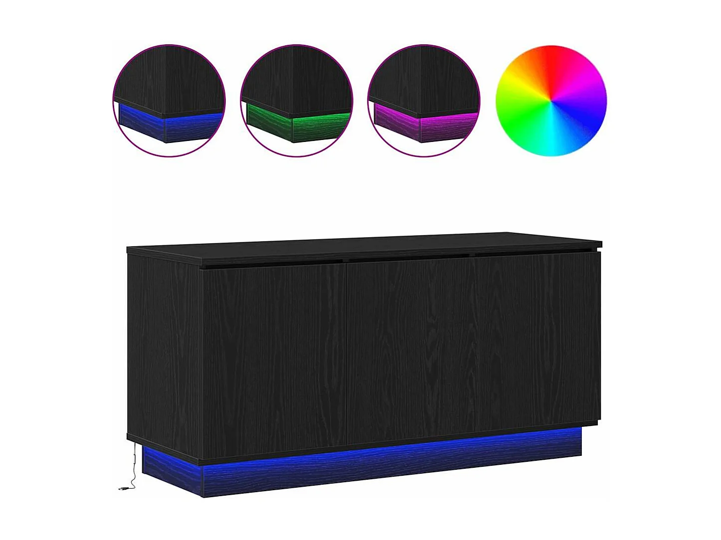 Meuble TV avec LED Chêne noir 100 x 38 x 49 cm