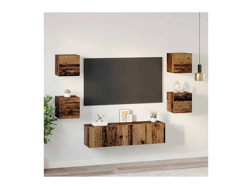 Ensemble meuble TV 6 pcs Bois ancien Moyen 120 x 30 x 30 cm