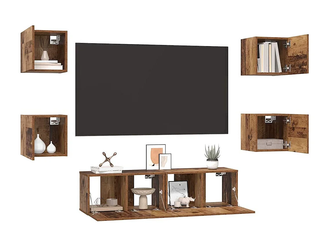 Ensemble meuble TV 6 pcs Bois ancien Moyen 120 x 30 x 30 cm