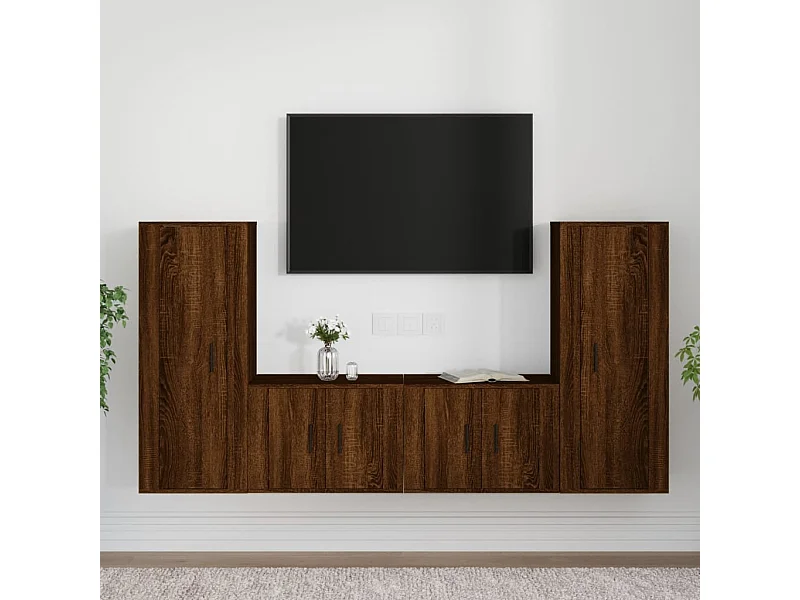Ensemble de meubles TV 4 pcs Chêne marron Bois d'ingénierie