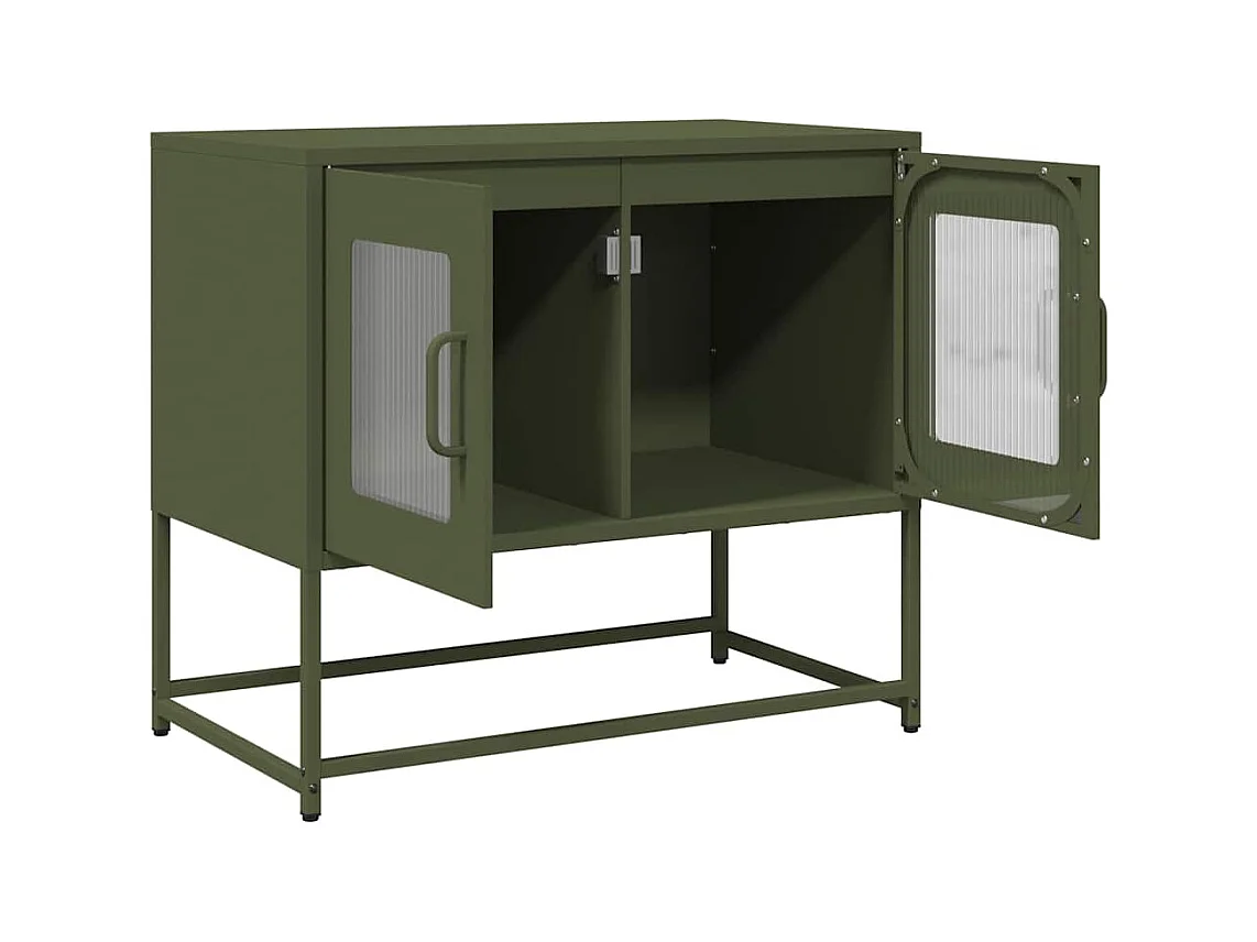 Meuble TV vert olive 68x39x60,5 cm acier laminé à froid