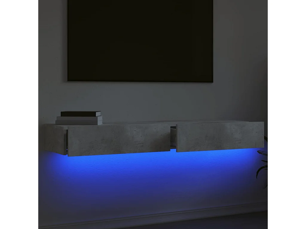 Mobili TV con luci LED 2 pezzi grigio cemento 60x35x15,5 cm