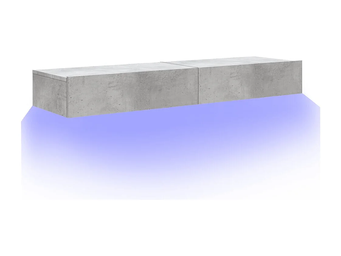 Mobili TV con luci LED 2 pezzi grigio cemento 60x35x15,5 cm
