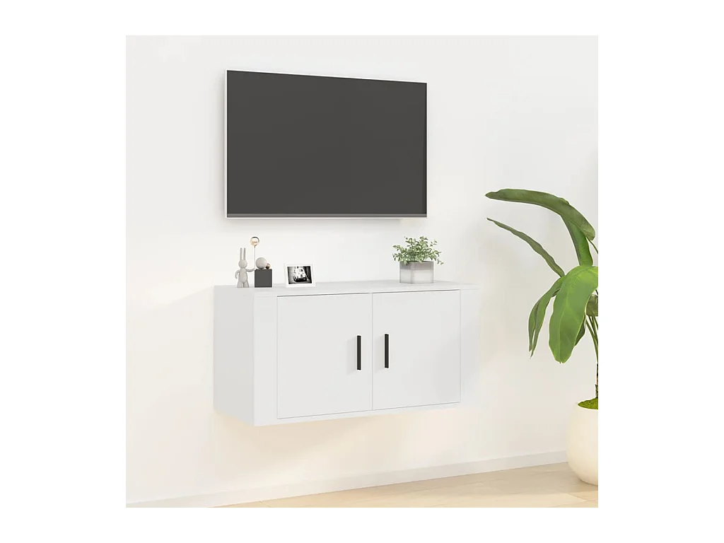 Meuble TV mural Blanc 80x34,5x40 cm