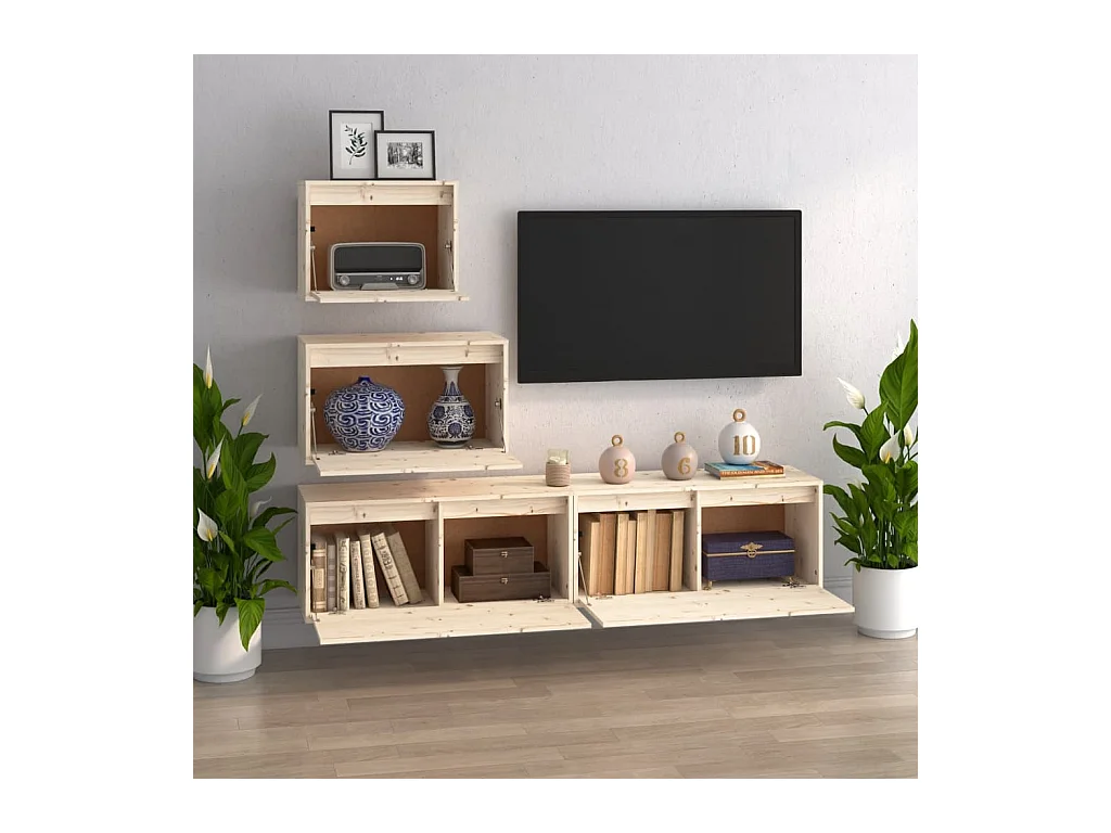 Meubles TV 4 pcs Bois massif de pin