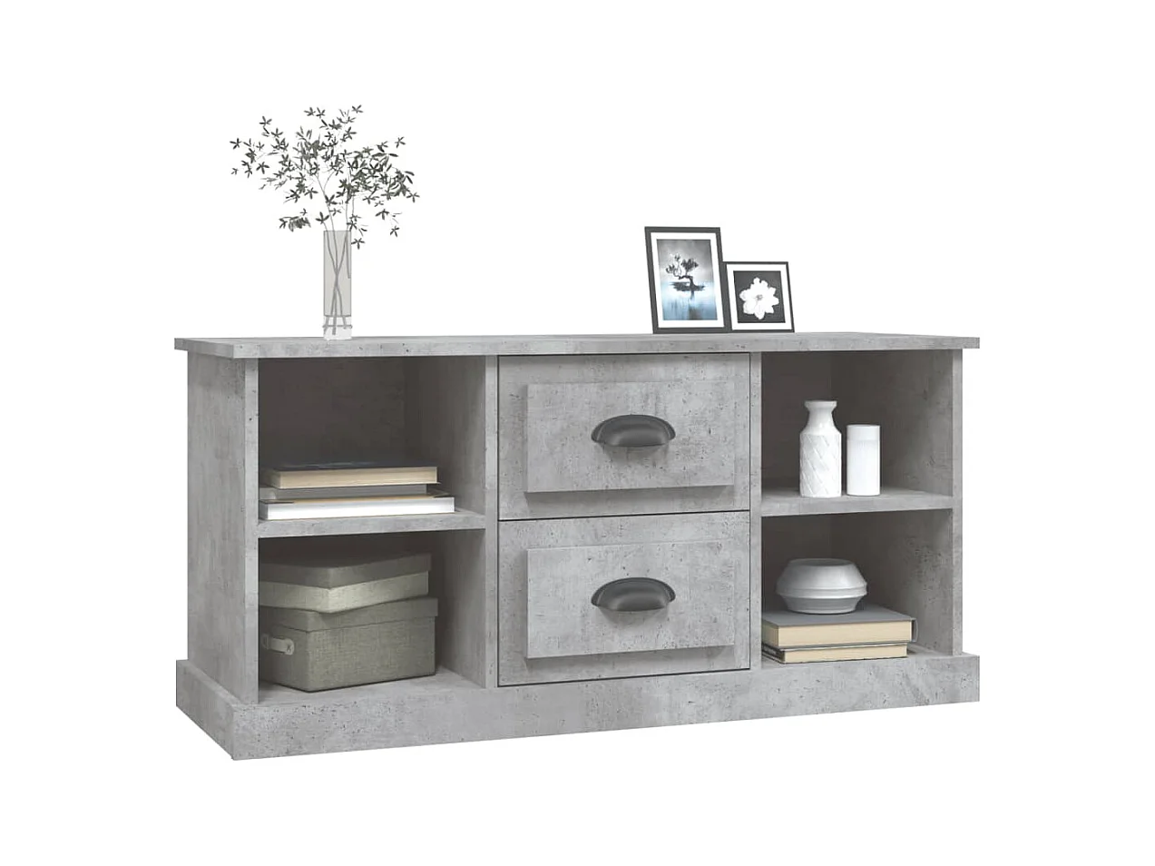 Meuble TV gris béton 99,5x35,5x48 cm bois d'ingénierie