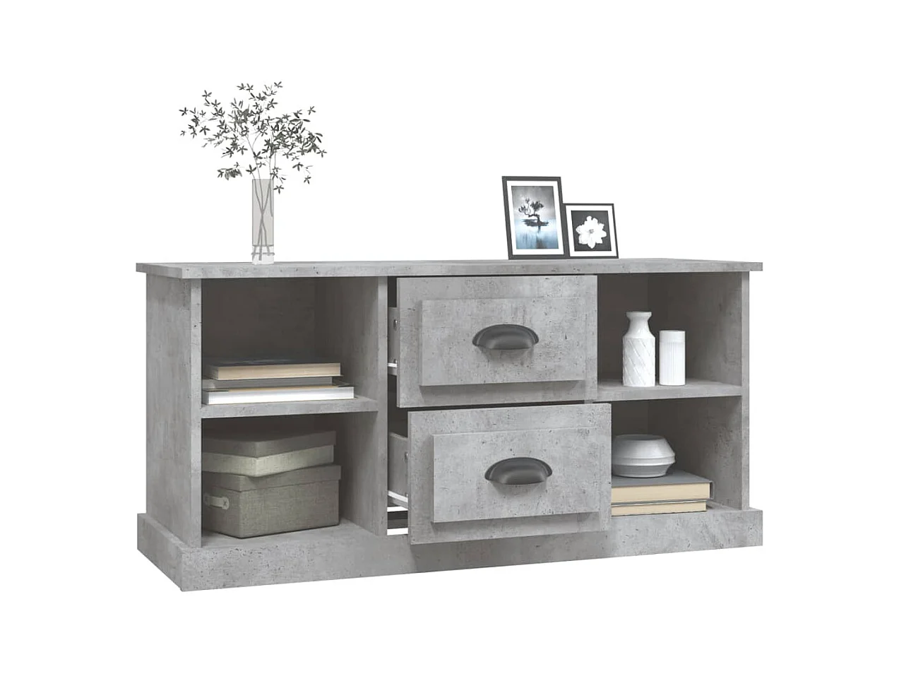 Meuble TV gris béton 99,5x35,5x48 cm bois d'ingénierie