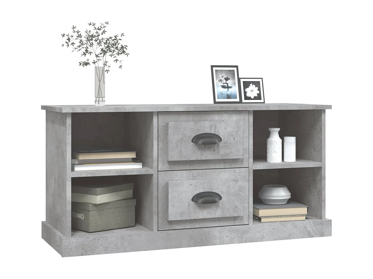 Meuble TV gris béton 99,5x35,5x48 cm bois d'ingénierie