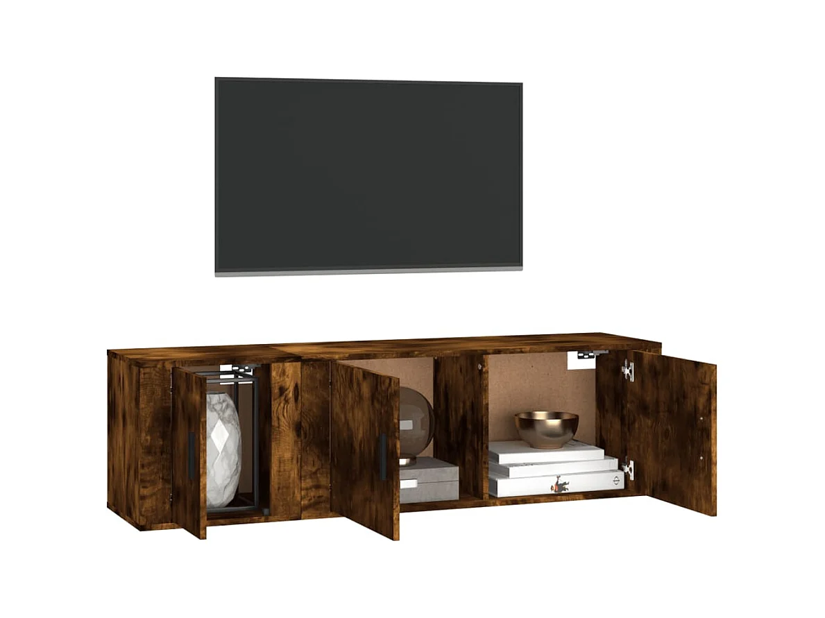 Set di mobili TV da 2 pezzi in rovere affumicato, legno ingegnerizzato