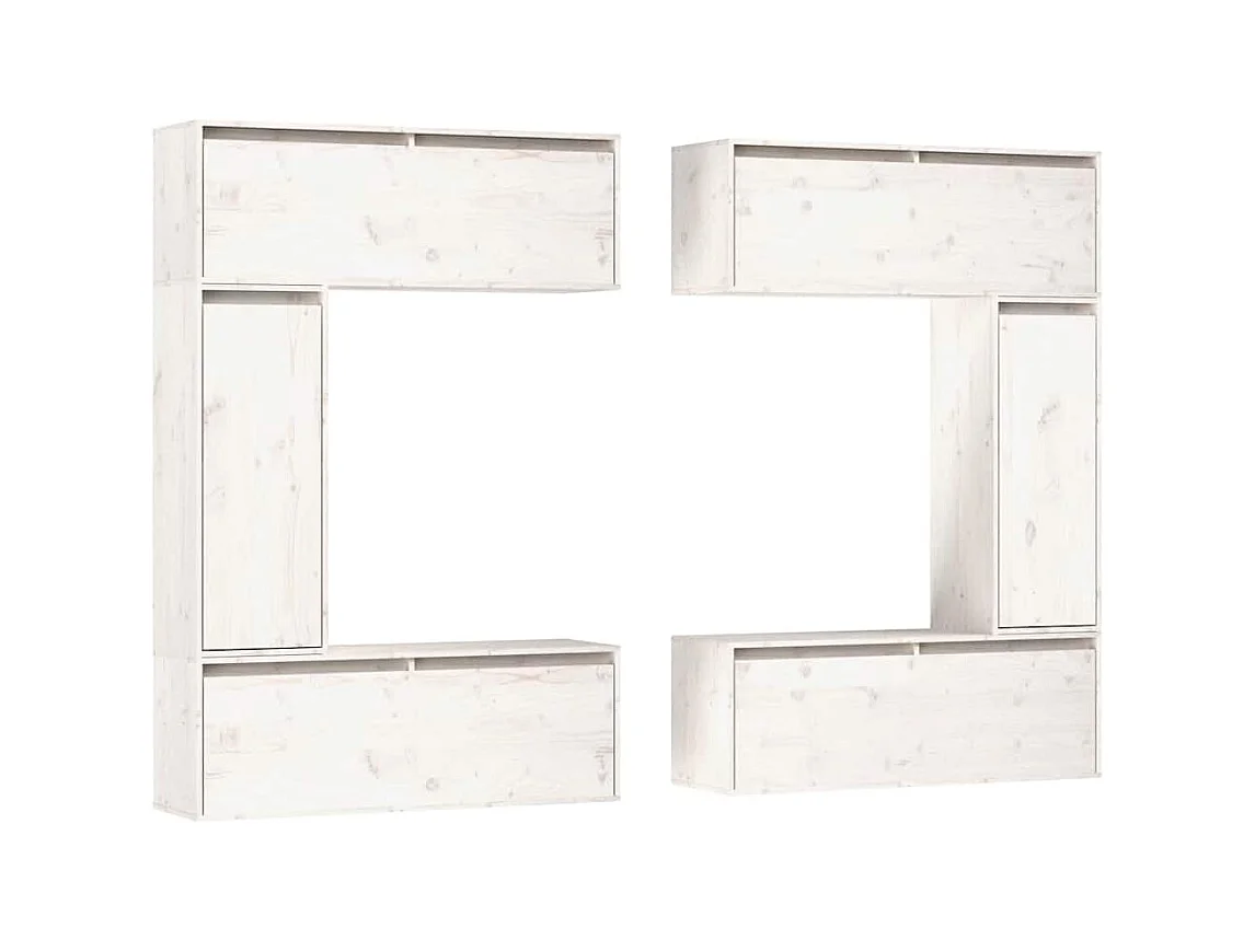 TV-kast met 6-delige kast, wit, massief grenenhout