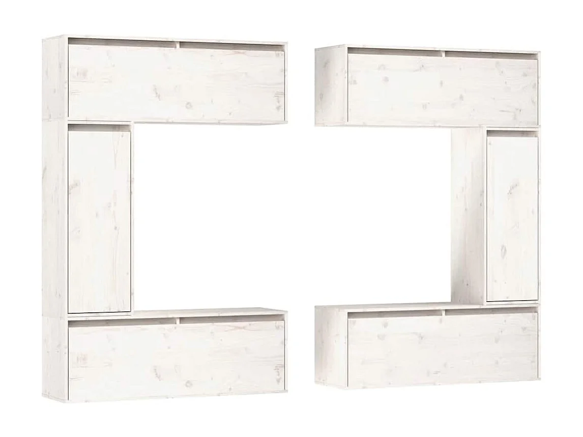 Meubles TV 6 pcs Blanc Bois massif de pin