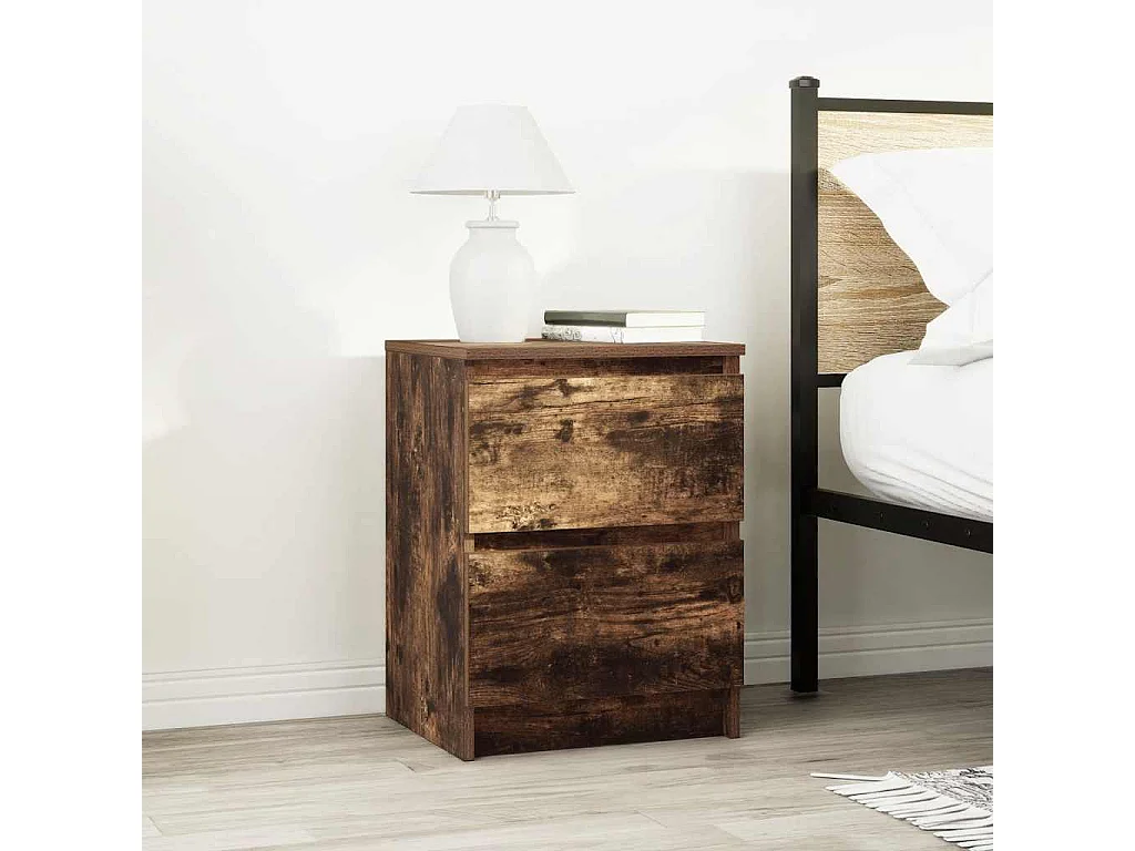 Meuble TV chêne fumé 40x35x54 cm bois d'ingénierie