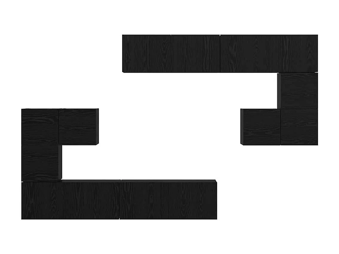 Conjunto de mueble de TV de pared de 8 piezas en roble negro
