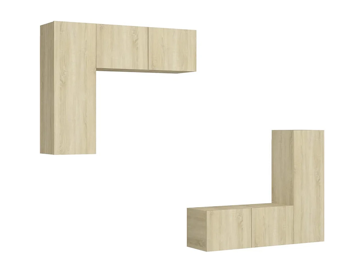 Set di mobili TV da 4 pezzi in legno ingegnerizzato Sonoma Oak