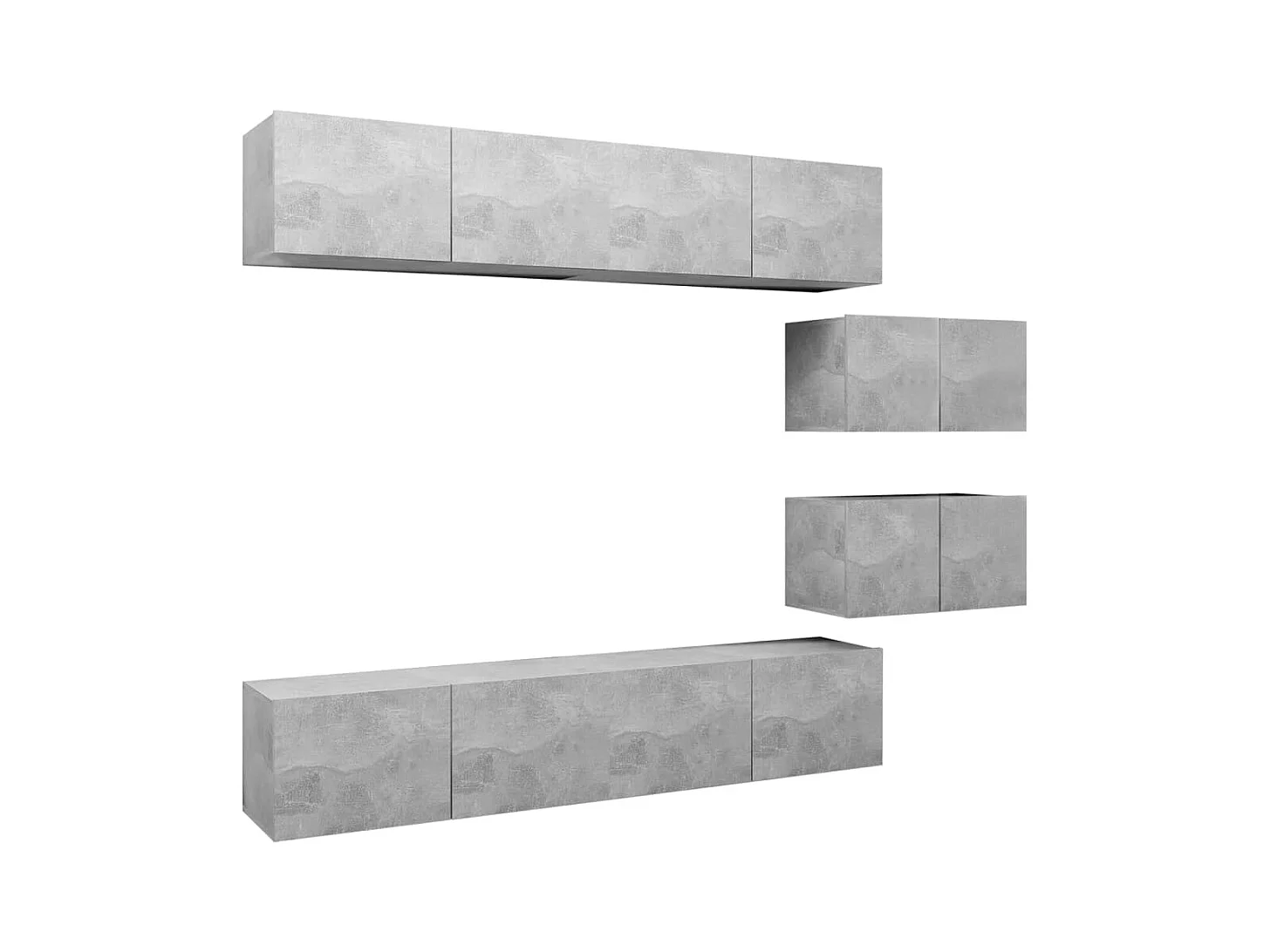 Set di mobili TV da 6 pezzi in legno ingegnerizzato grigio cemento