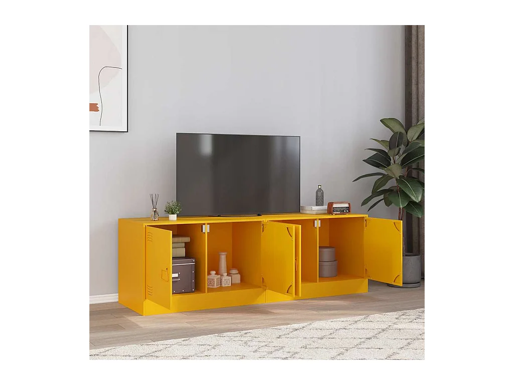 Meubles TV 2 pcs jaune moutarde 67x39x44 cm acier