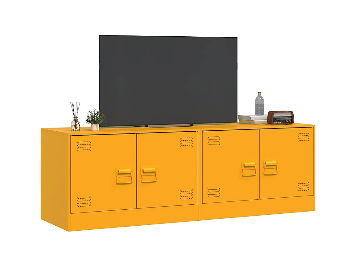 Mueble TV 2 piezas amarillo mostaza 67x39x44 cm acero