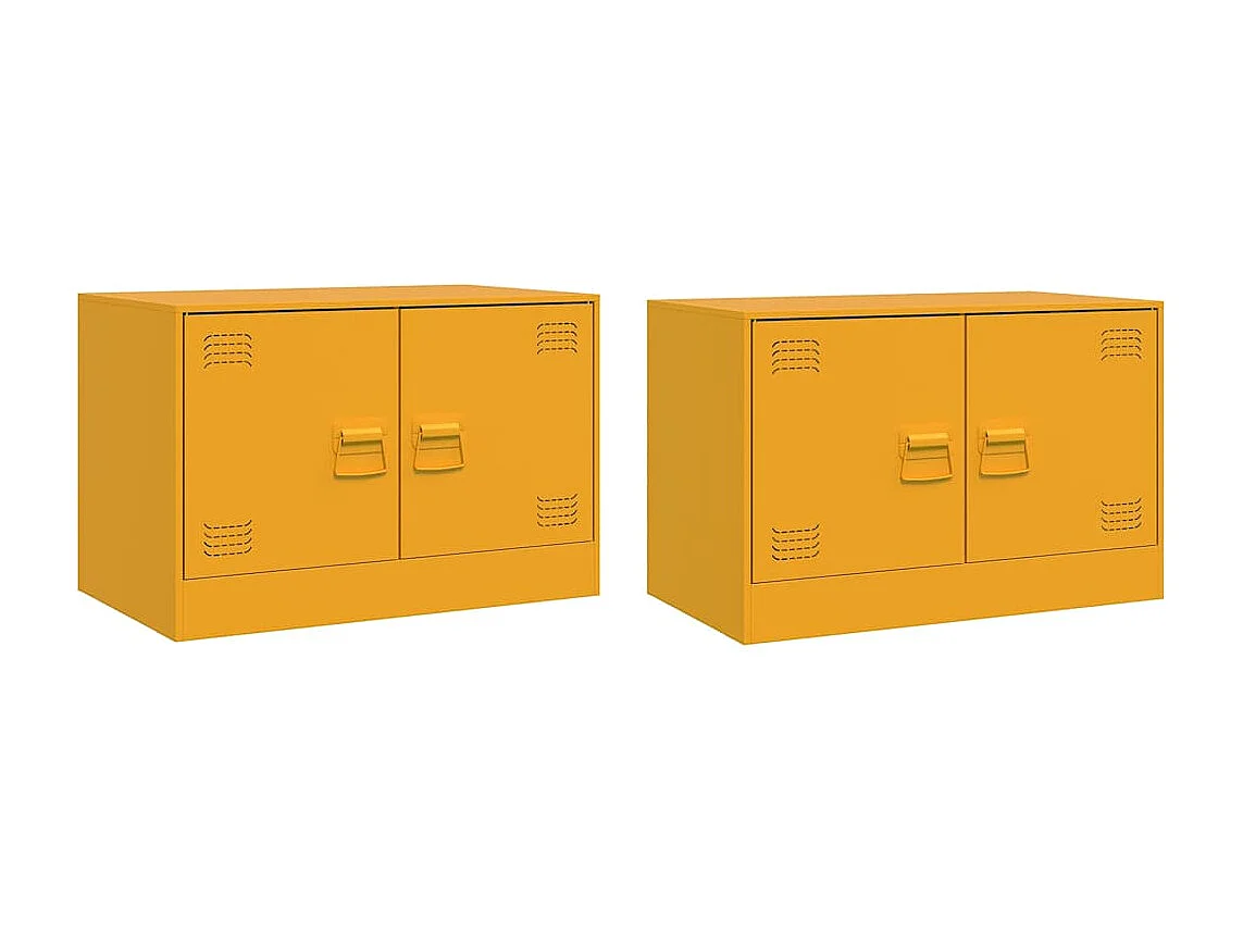 Mueble TV 2 piezas amarillo mostaza 67x39x44 cm acero