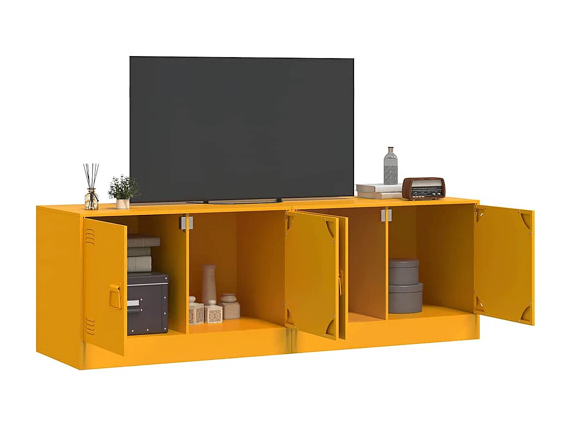 Mueble TV 2 piezas amarillo mostaza 67x39x44 cm acero