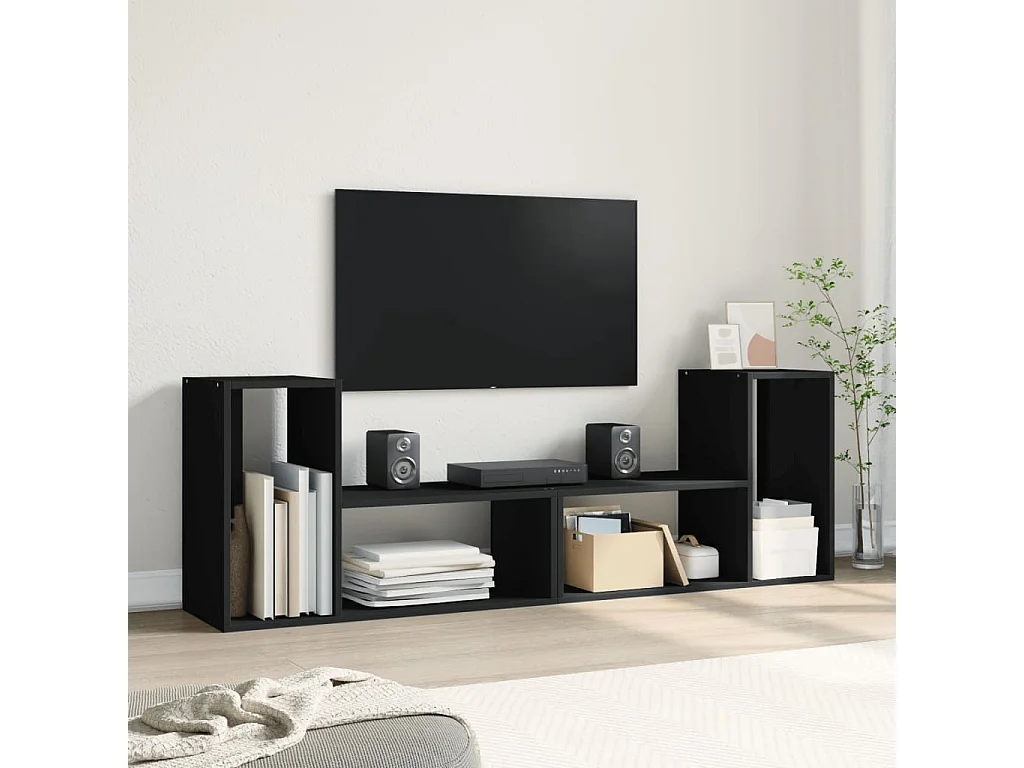 Meubles TV 2 pcs noir 75x30x50 cm bois d'ingénierie