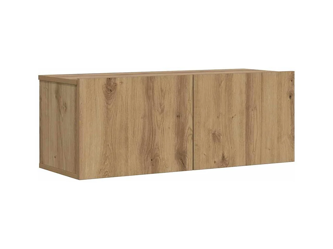 Meuble TV mural chêne artisanal 80x30x30 cm bois d'ingénierie