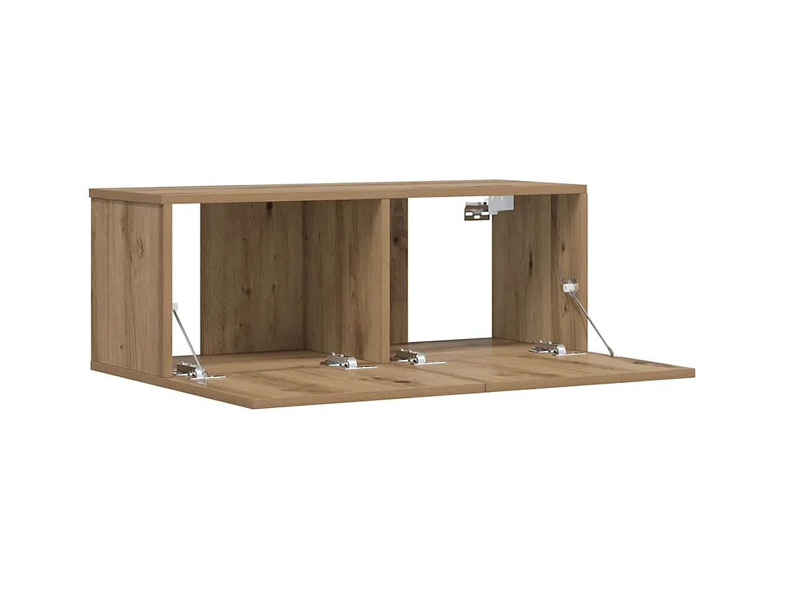 Meuble TV mural chêne artisanal 80x30x30 cm bois d'ingénierie