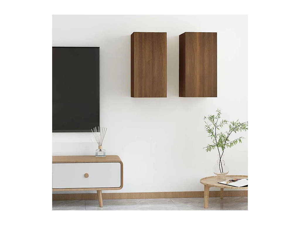 Mobile TV 2 pezzi Rovere Marrone 30,5x30x60 cm Legno ingegnerizzato