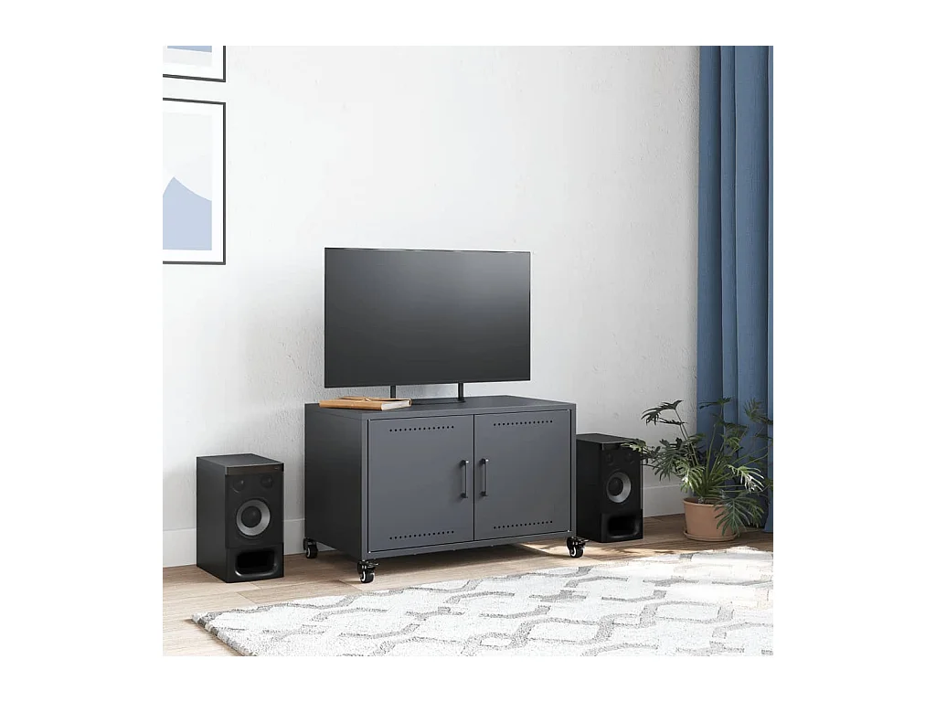 Meuble TV anthracite 68x39x43,5 cm acier